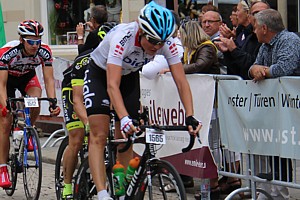 Nathalie Lamborelle wins the women's race